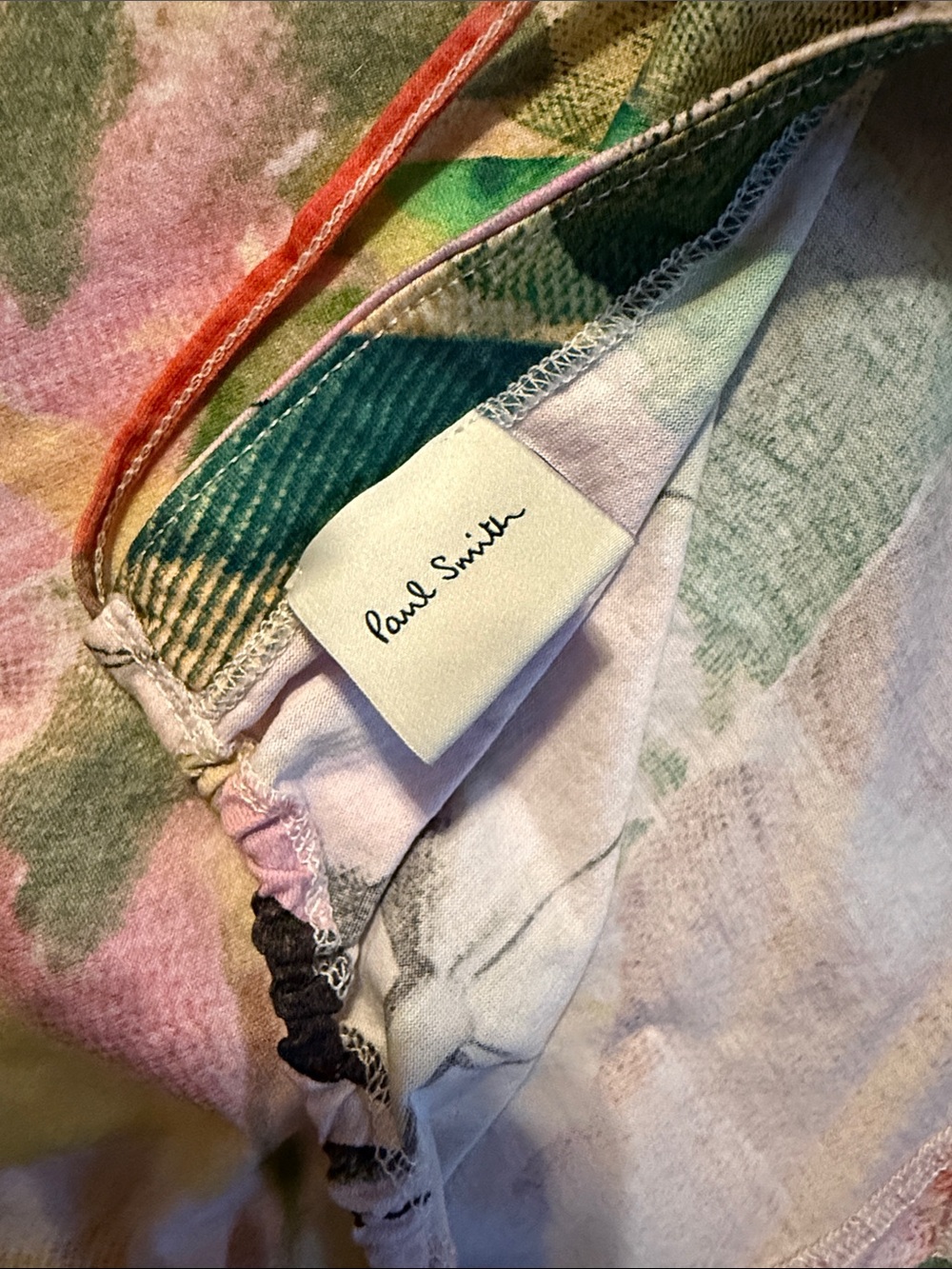 Paul Smith White Multi Floral V-Neck Short Sleeve Top Small - Picture 8 of 9